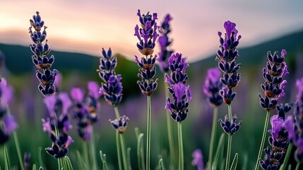 Fototapeta premium Peaceful Lavender Field at Sunset