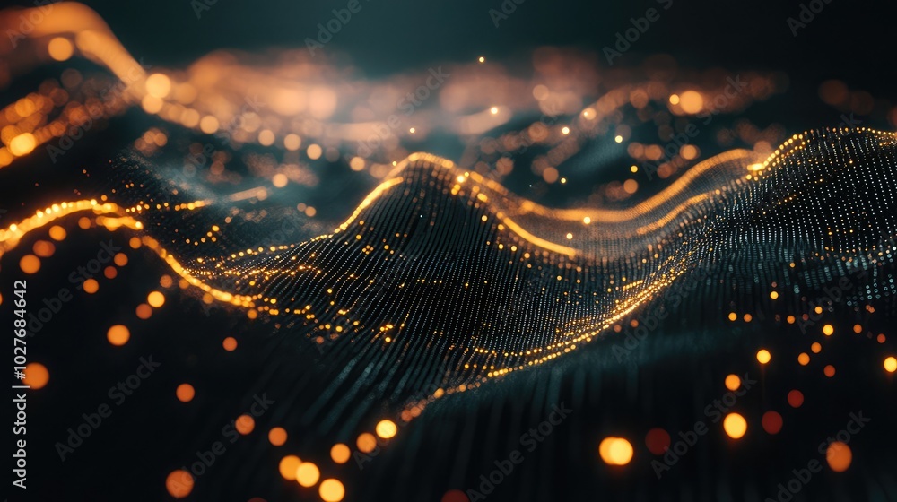 Poster futuristic digital data visualization with dynamic lines