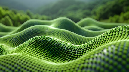 3D Abstract Green Hills Background