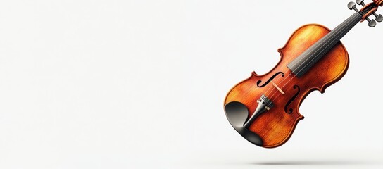 Fototapeta premium A beautifully crafted wooden violin displaying rich tones and elegant design