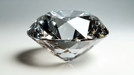 A stunning crystal diamond reflecting light in a minimalistic setting