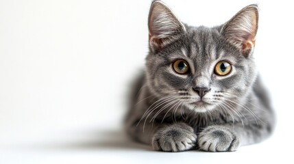 A majestic Maine Coon cat resting on a light surface, showcasing its beautiful fur and bright eyes