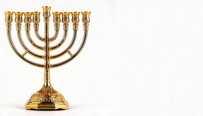 Menorah is a has nine candles. eight candles in a row, and one helper candle, known as a shammash, and represents Jewish people and Judaism in both the Land of Israel  and the Diaspora. On white