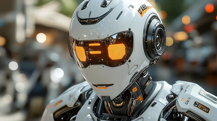 Fototapeta premium Futuristic Robot Head - 3D Illustration