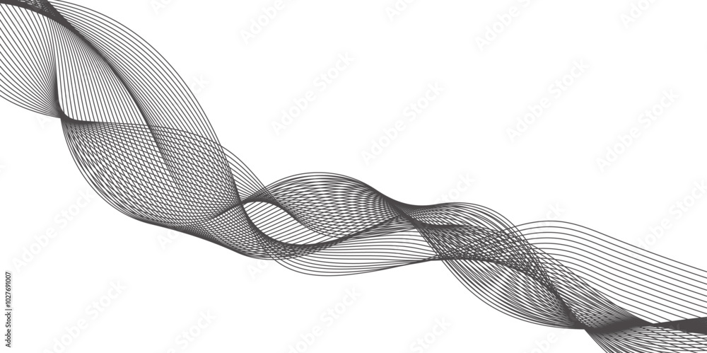 Fototapete abstract wavy grey smooth stream element for design on transparent background isolated. curved wavy 