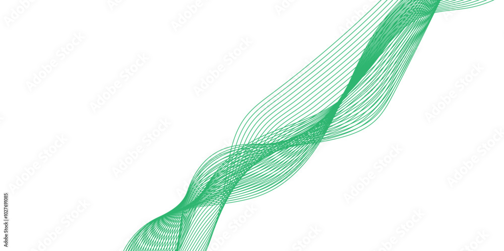 Fototapete abstract wavy green stream element for design on transparent background isolated. green lines vector