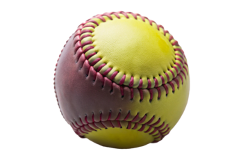 Close-up of a Yellow and Red Softball