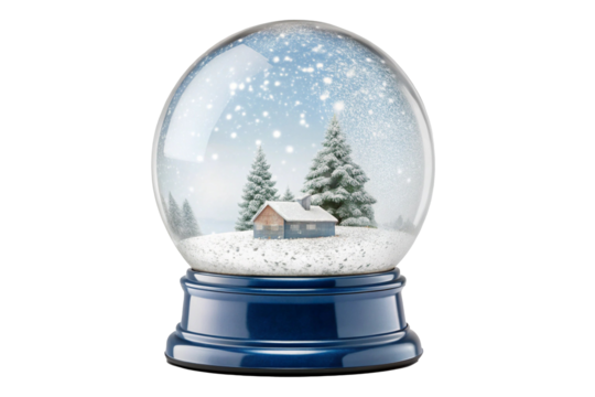 Snow Globe Winter Wonderland Cabin Scene - Powered by Adobe