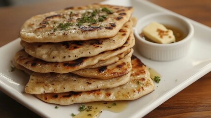 Delicious Flatbread Stacked with Butter and Herbs