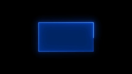 Abstract neon light rectangle frame with royal blue 4k illustration. icon royal blue rectangle  black background  beautiful seamless looping 4k illustration. 