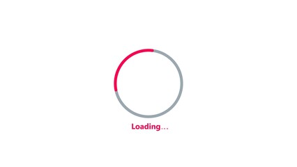 Abstract loading Icon magenta red color 4k illustration. Loading Transfer Download 0-100% on white background.