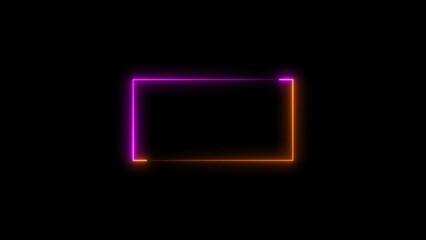icon rectangle frame red and purple color 4k illustration neon light on black background.