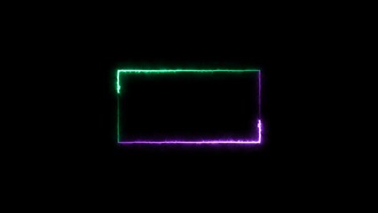 icon rectangle frame magenta and turquoise color 4k illustration neon light on black background.