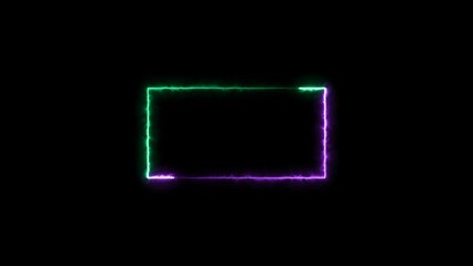 icon rectangle frame magenta and turquoise color 4k illustration neon light on black background.