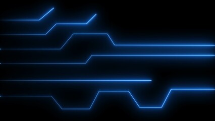 Abstract digital Circuit Network Technology internet data space royal blue color 4k illustration. Black background Digital Data moving on Circuit 4k illustration.