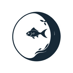 fish inside negative space sphere logo