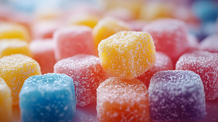 Sugary Colorful Gummy Candies Close-up Photo