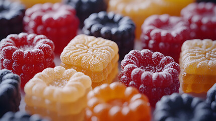 Sugary Berry Gummies Close Up Photography