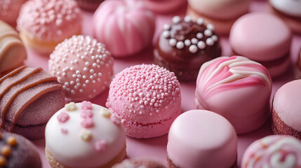 Pink and White Sprinkled and Swirled Confectionery Photo