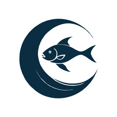 fish inside negative space sphere logo