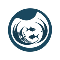 fish inside negative space sphere logo