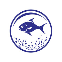fish inside negative space sphere logo
