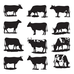 dairy cow silhouette vector design Collection Ai generated