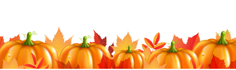 Halloween Border With Orange Pumpkins