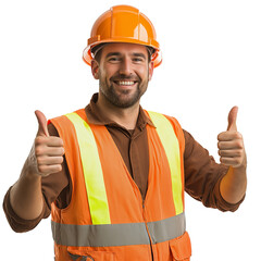construction worker showing thumbs up
