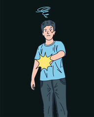 PERSON HOLDING A FLASHLIGHT / LIGHTING EQUIPMENT, UNIQUE AND COOL DESIGN SUITABLE FOR YOUR DESIGN NEEDS, VECTOR FILE