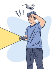 PERSON HOLDING A FLASHLIGHT / LIGHTING EQUIPMENT, UNIQUE AND COOL DESIGN SUITABLE FOR YOUR DESIGN NEEDS, VECTOR FILE