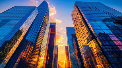 modern corporate office building stands tall against a clear blue sky, symbolizing innovation and ambition. Its sleek design reflects professionalism, while the surrounding greenery adds a touch of na