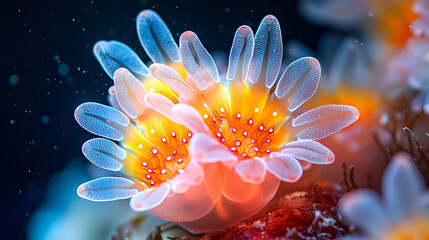 Fototapeta premium Vibrant underwater coral with luminous features.