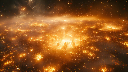 Golden Cityscape 3D Illustration
