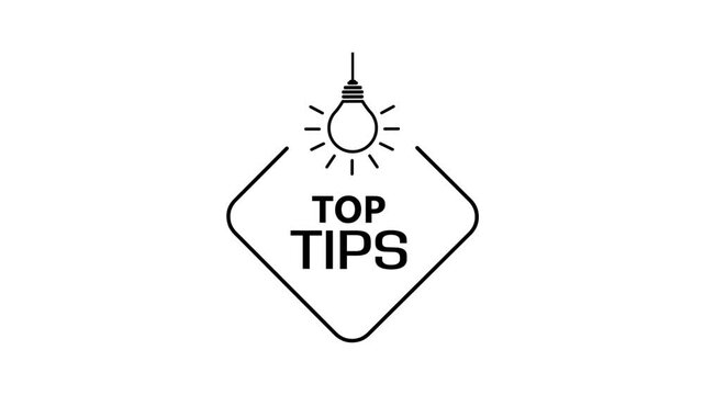 top tips sign on white background	