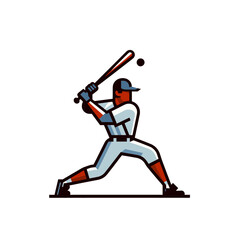 Obraz premium Baseball player isolated vector illustration. Modern style mascot.