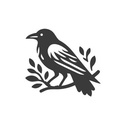 Crow or raven isolated modern vector illustration