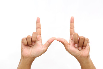 Letter W Hand sign language alphabet in Bisindo. Bisindo is a sign language that developed...