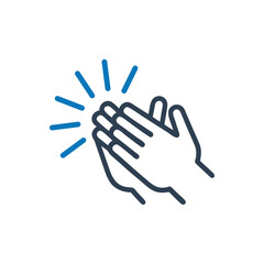 Hands clapping icon on white background