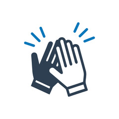 Hands Clapping Vector Icon on white background