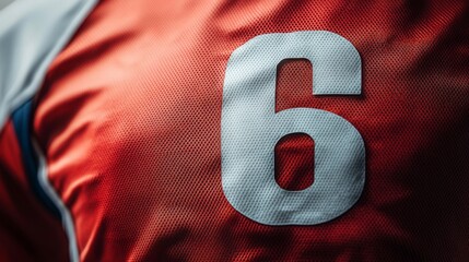 Number Six on a Red Sports Jersey