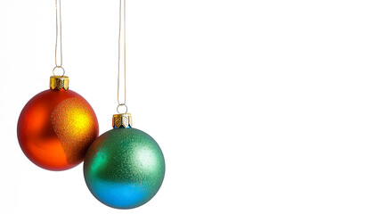 Obraz premium Two Christmas ornaments hanging from a string