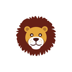 Obraz premium Simple Minimalist Funny Lion Vector – Colorful Design on White Background