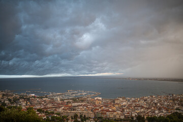 Spectacular storm in the Gulf of Roses Costa Brava Girona Catalonia Spain