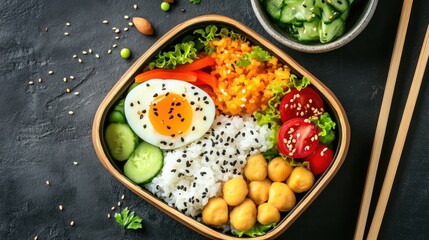 Delicious Japanese Bento Box with Fresh Ingredients