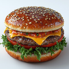 Delicious Hamburger with Fresh Ingredients on a Clean Background for Stock Photography