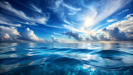 Obraz premium Infinite Horizon of Ocean and Sky. Perfect for: World Oceans Day, beach resorts, seascape exhibitions