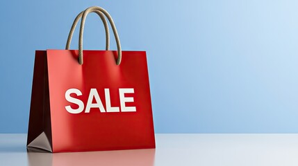 Discover amazing deals with a vibrant red shopping bag marked SALE against a stylishly muted background inviting endless shopping possibilities