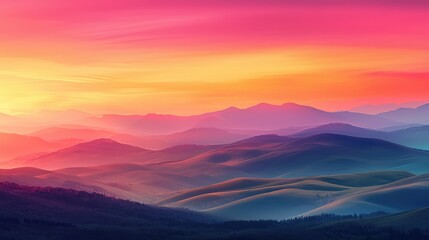 Obraz premium Breathtaking Warm Sunset Over Rolling Hills