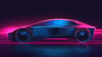 Naklejka premium Illustrate an autonomous car designed in a futuristic style, featuring touch sensors and motion sensors for enhanced safety.